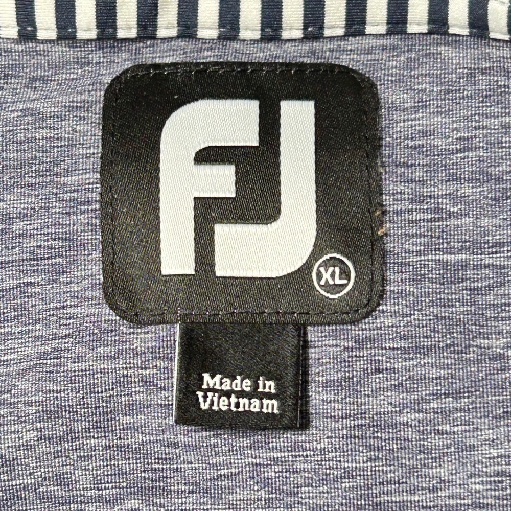 FootJoy Polo Shirt Mens XL Blue Heathered Short Sleeve Golf Athletic Logo - Picture 2 of 9